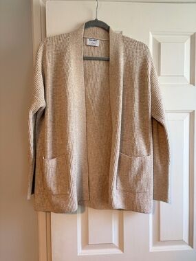 Old Navy Beige Open-Front Waffle Knit Cardigan